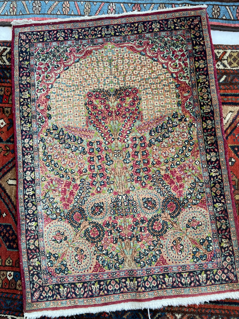 SUPURB Antique Mat | Powerful Sprawling Tree Of Life Design, Silky Wool Natural Dyes | 2 x 3