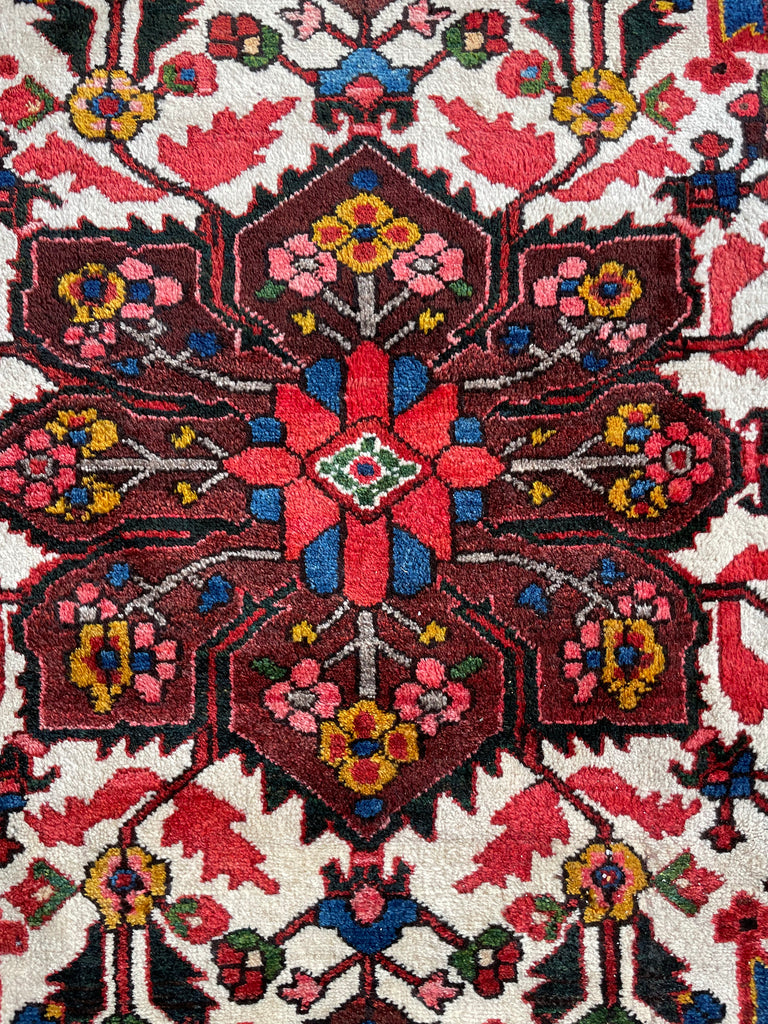 LIVELY COLORFUL Palace Size Vintage BEAUTY with Tribal & Old-World Charm | Strawberry, Watermelon, Saffron-Wheat, Blues, Greens, Grey, Taupe | 12.3 x 15.6