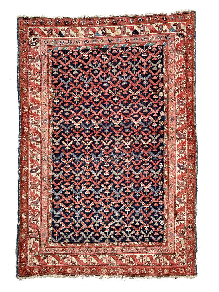 SOLD | Sophisticated & Whimsical Antique Rug | All-Over Bird & Tree Design with EVERY Color! | 4.1 x 6.1