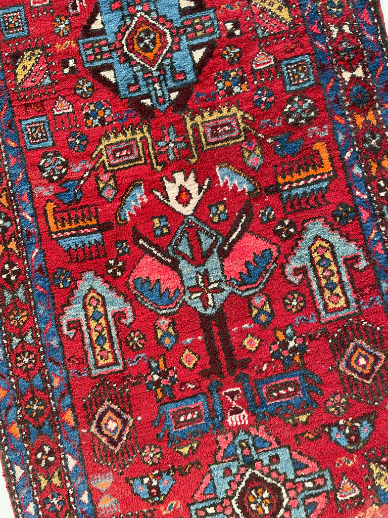 UNBELIEVABLY CHARMING Vintage Tribal Runner with Nomadic Motifs & Gorgeous Colors | ~ 3.1 x 10.8