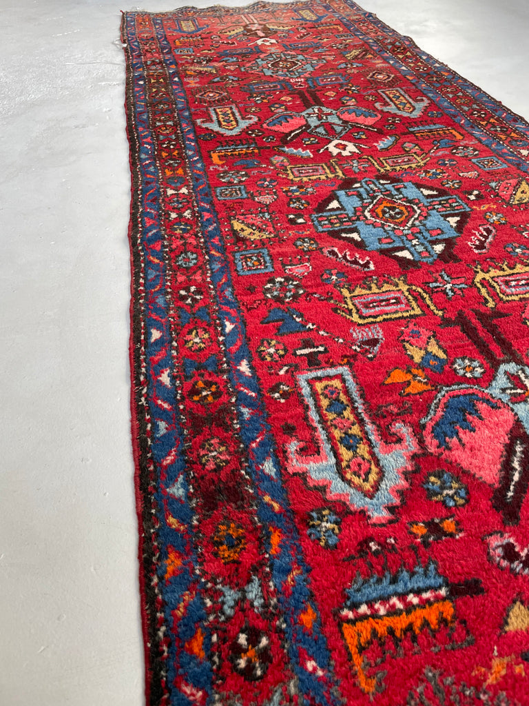 SOLD | UNBELIEVABLY CHARMING Vintage Tribal Runner with Nomadic Motifs & Gorgeous Colors | ~ 3.1 x 10.8