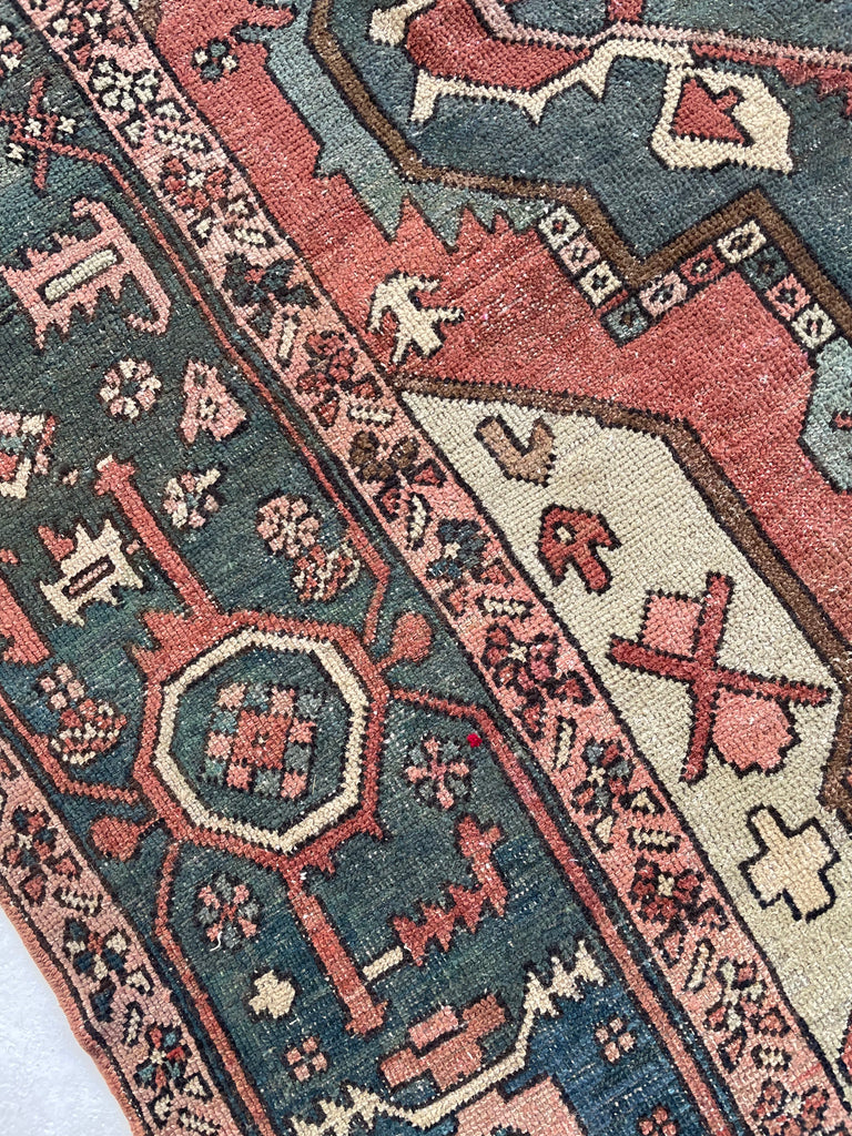 PABLO PICASSO ANTIQUE PERSIAN SERAPI - TRUEST MYSTICAL ART - Museum Piece - Terracotta, Sage Green, Ice Blue, Madder-Root, Eggshell | 9.3 x 14