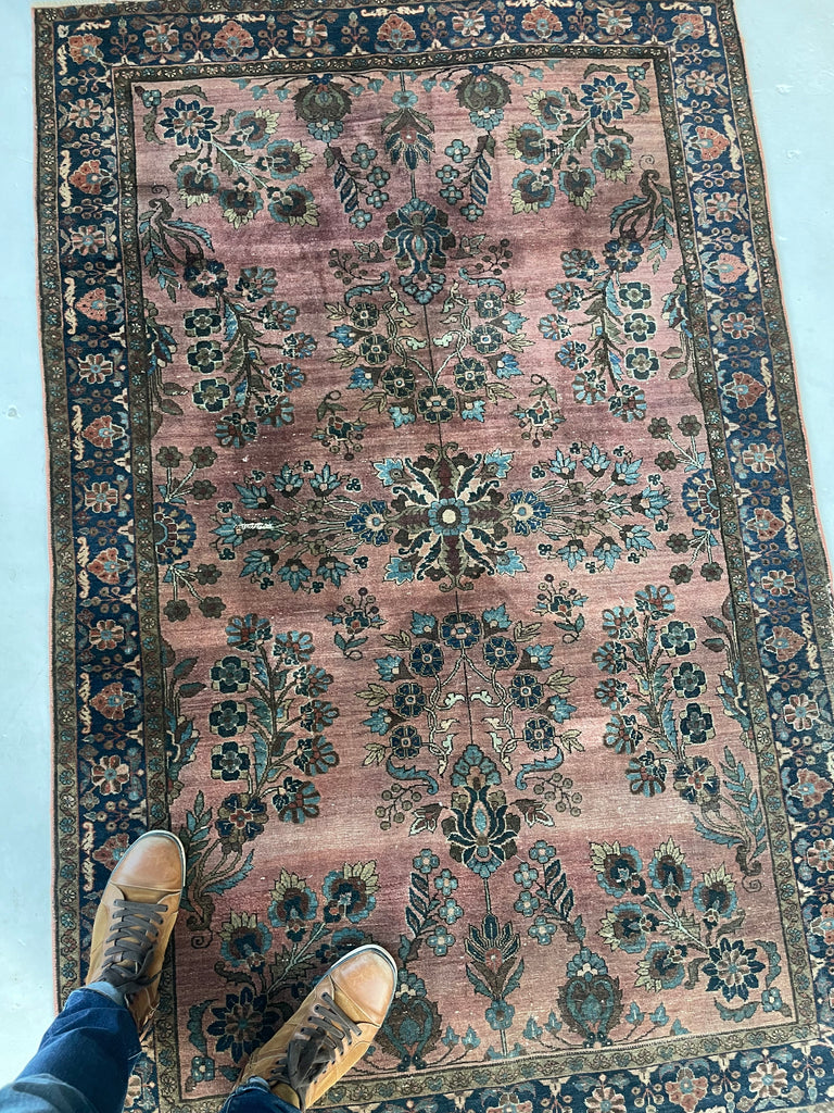 SOLD | INCREDIBLE PERSIAN PLUM Antique Sarouk | Plum, Eggplant, Aubergine Botanical | 4.2 x 6.4