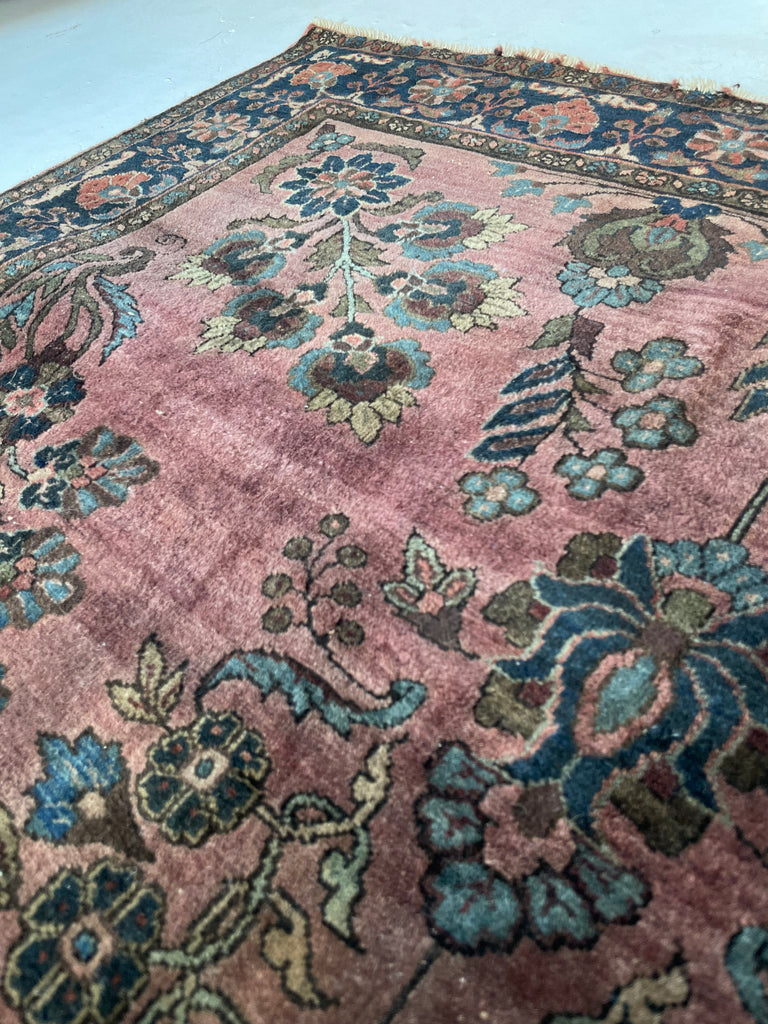 SOLD | INCREDIBLE PERSIAN PLUM Antique Sarouk | Plum, Eggplant, Aubergine Botanical | 4.2 x 6.4