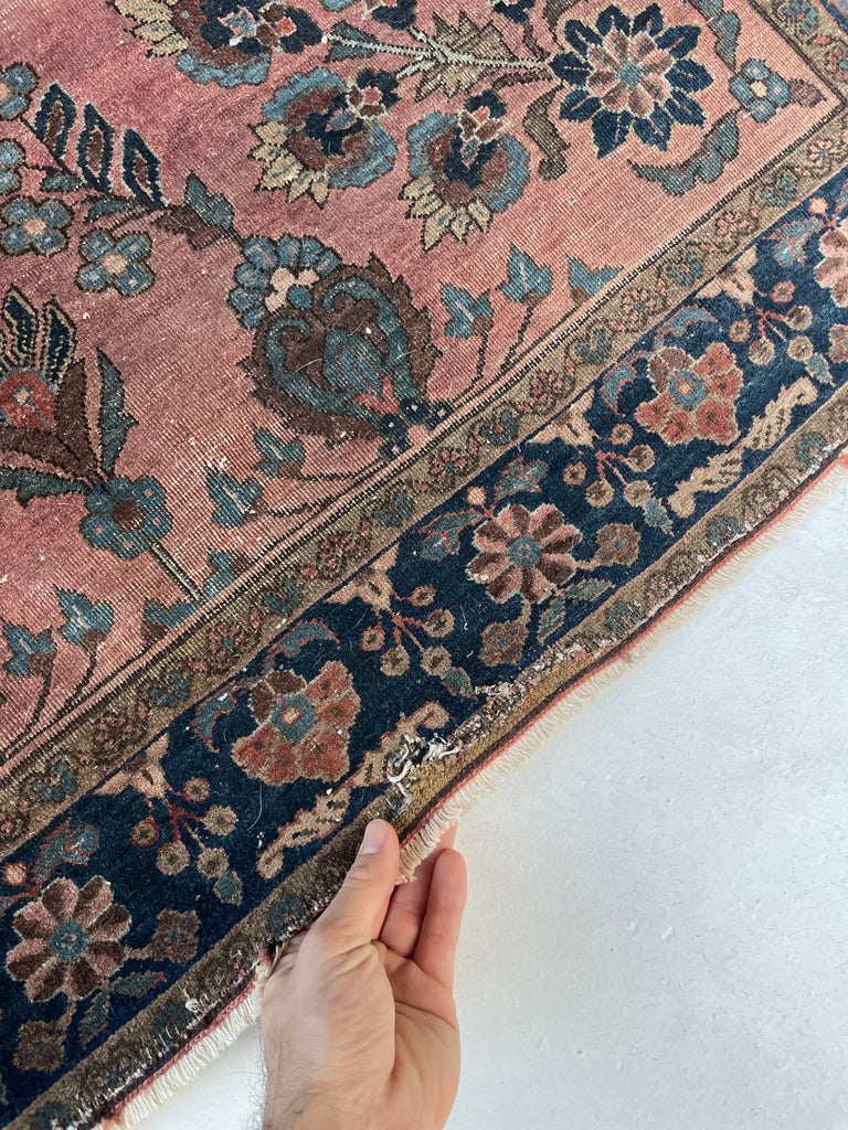 SOLD | INCREDIBLE PERSIAN PLUM Antique Sarouk | Plum, Eggplant, Aubergine Botanical | 4.2 x 6.4