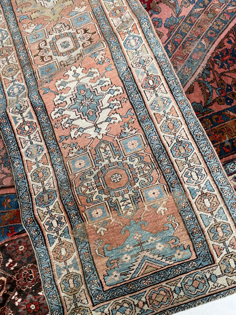 SOLD | DREAMY Antique Runner | Soft Terracotta, Ice-Blue, Beige, Camel |  3.3 x 14.8
