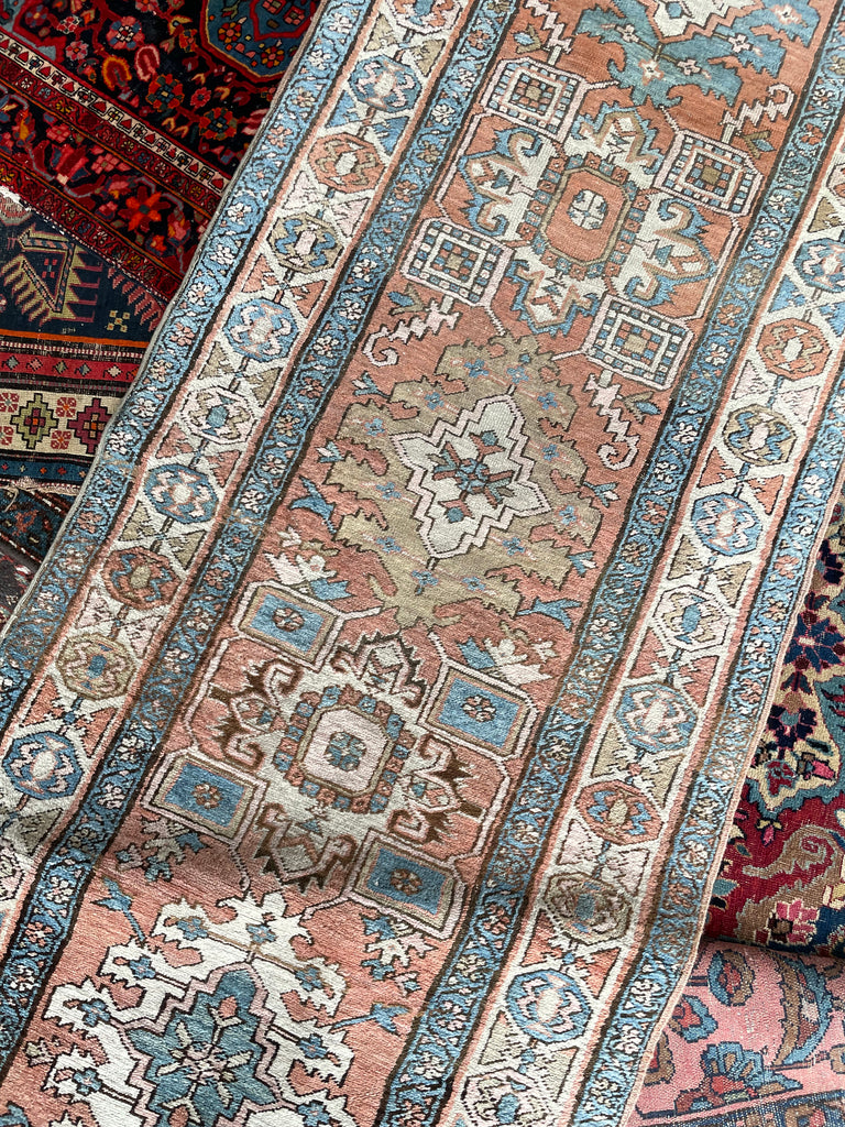 SOLD | DREAMY Antique Runner | Soft Terracotta, Ice-Blue, Beige, Camel |  3.3 x 14.8