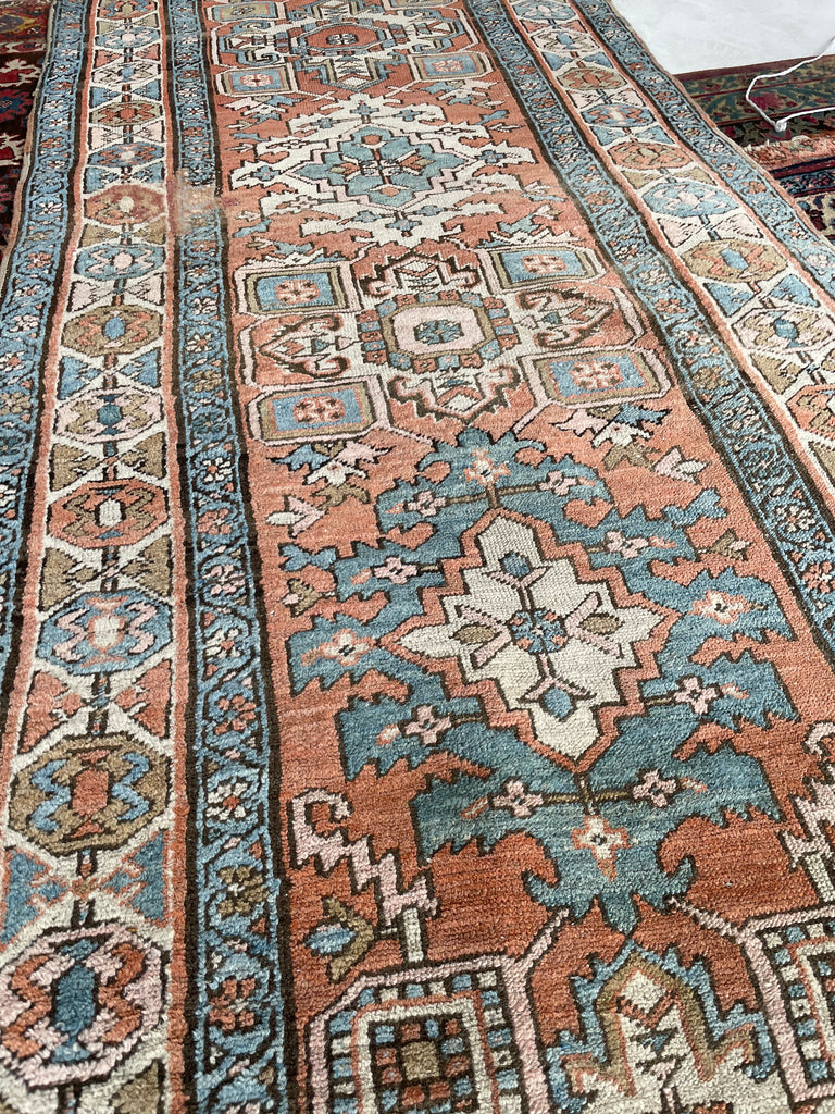 SOLD | DREAMY Antique Runner | Soft Terracotta, Ice-Blue, Beige, Camel |  3.3 x 14.8