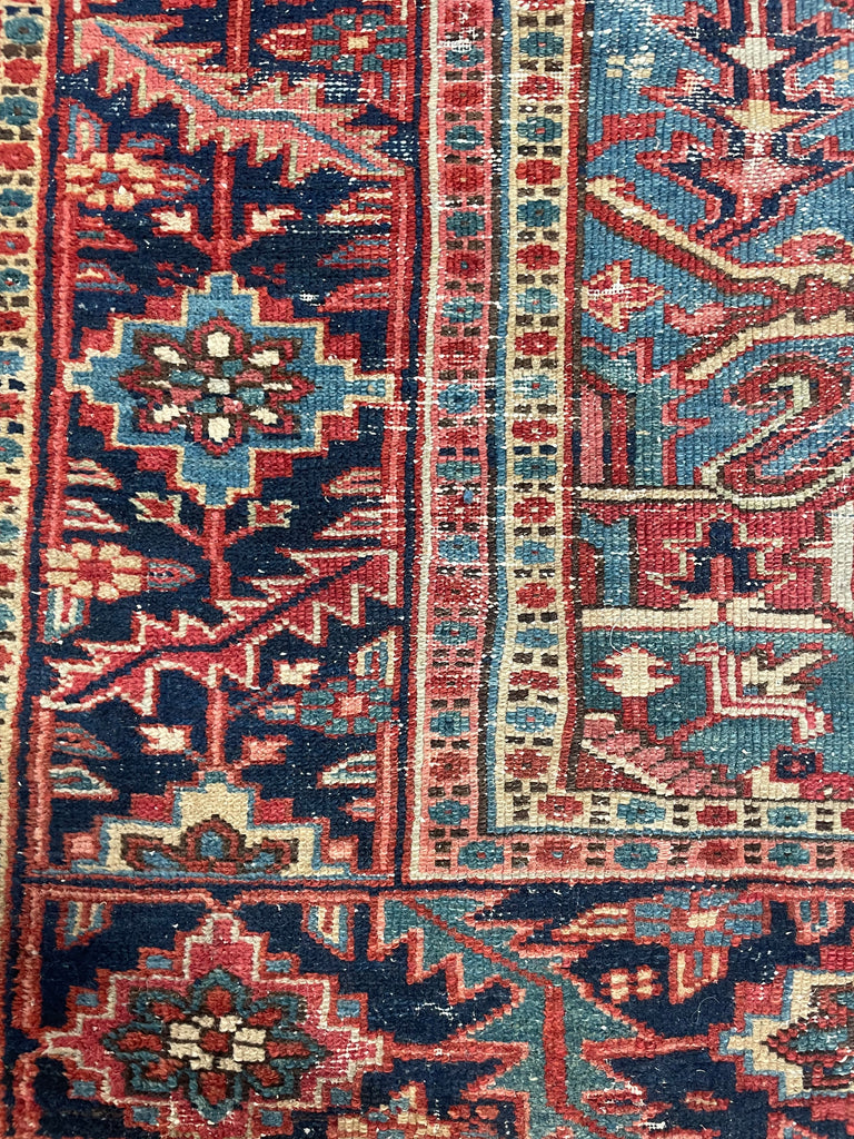 SOLD | MOODY & BEAUTIFUL Antique Heriz | Timeless Colors with Unique Lighting Leaf/Feather Motifs | ~ 8 x 11.2