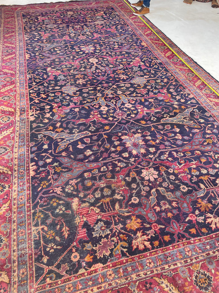 RARE Size Semi-Antique Kelleh Garrus Design | Berry, Plum, Indigo, with Gorgeous Highlight Colors | 7.9 x 16.3