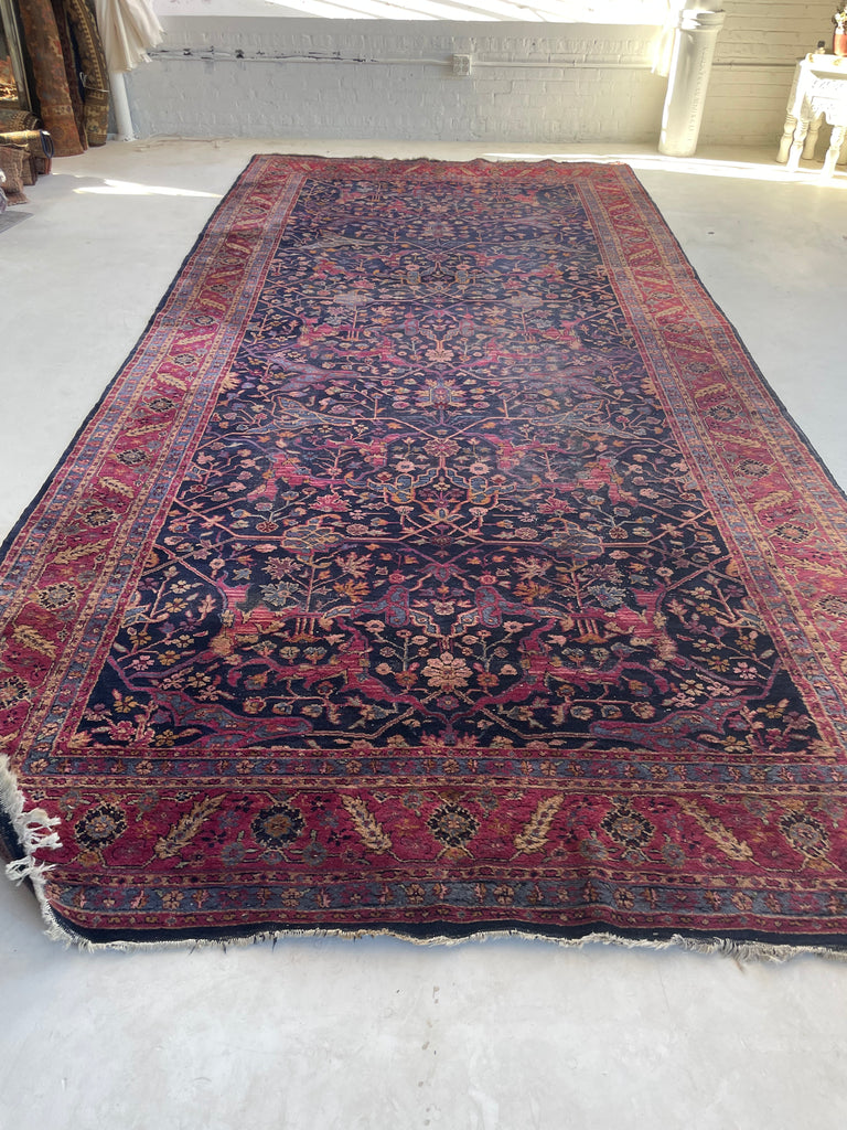 RARE Size Semi-Antique Kelleh Garrus Design | Berry, Plum, Indigo, with Gorgeous Highlight Colors | 7.9 x 16.3