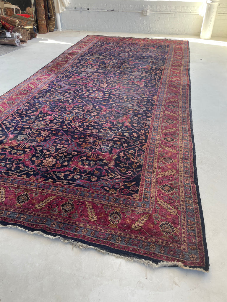 RARE Size Semi-Antique Kelleh Garrus Design | Berry, Plum, Indigo, with Gorgeous Highlight Colors | 7.9 x 16.3