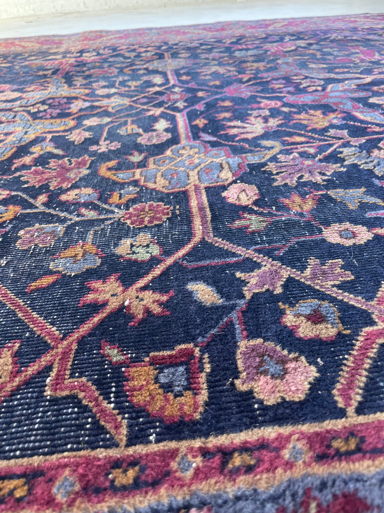 RARE Size Semi-Antique Kelleh Garrus Design | Berry, Plum, Indigo, with Gorgeous Highlight Colors | 7.9 x 16.3