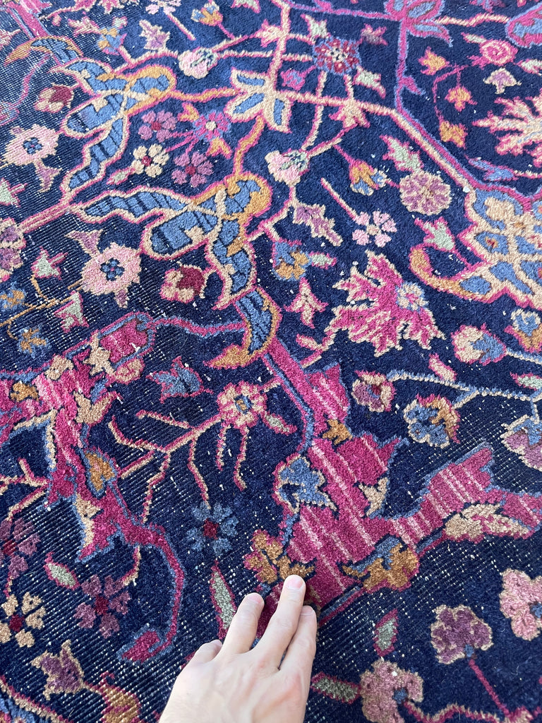 RARE Size Semi-Antique Kelleh Garrus Design | Berry, Plum, Indigo, with Gorgeous Highlight Colors | 7.9 x 16.3