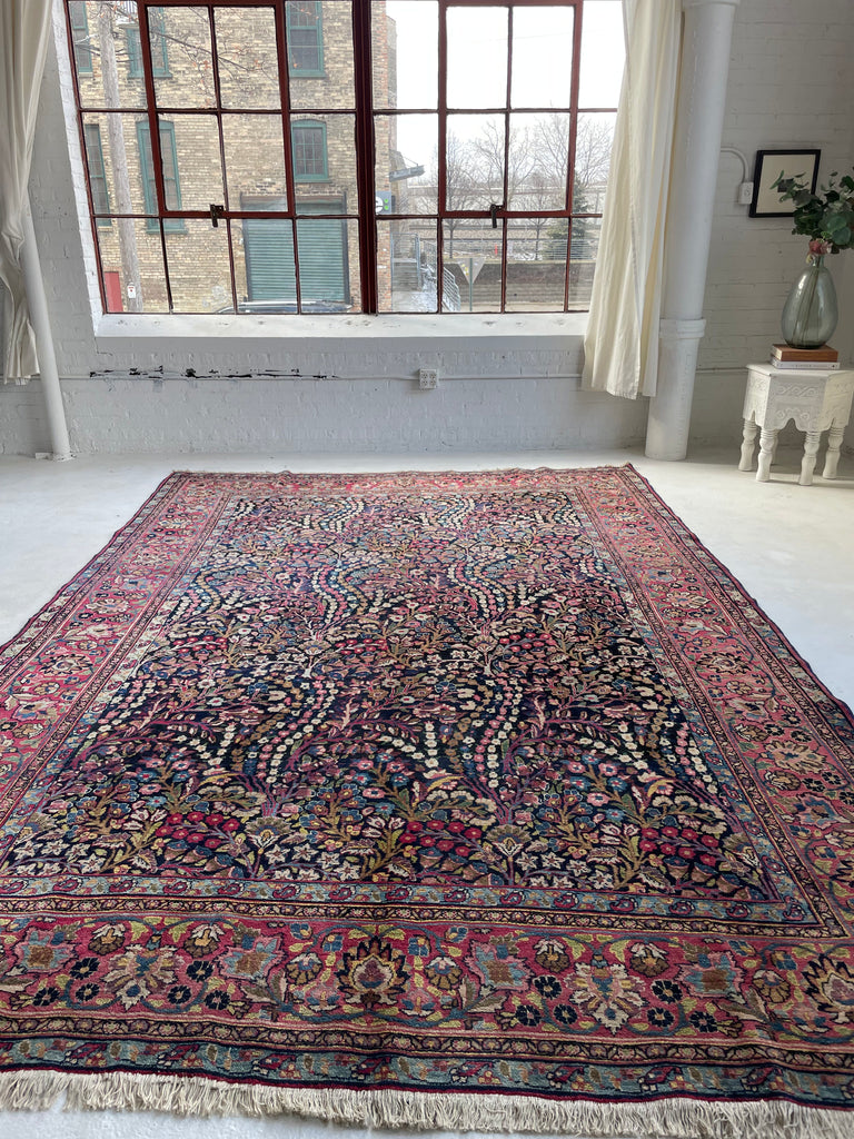 SOLD | BEYOND GORGEOUS MINT Antique Northeast Mashhad | Swaying Long Blooming Perennials in Unbelievable Color Palette | 8.3 x 12