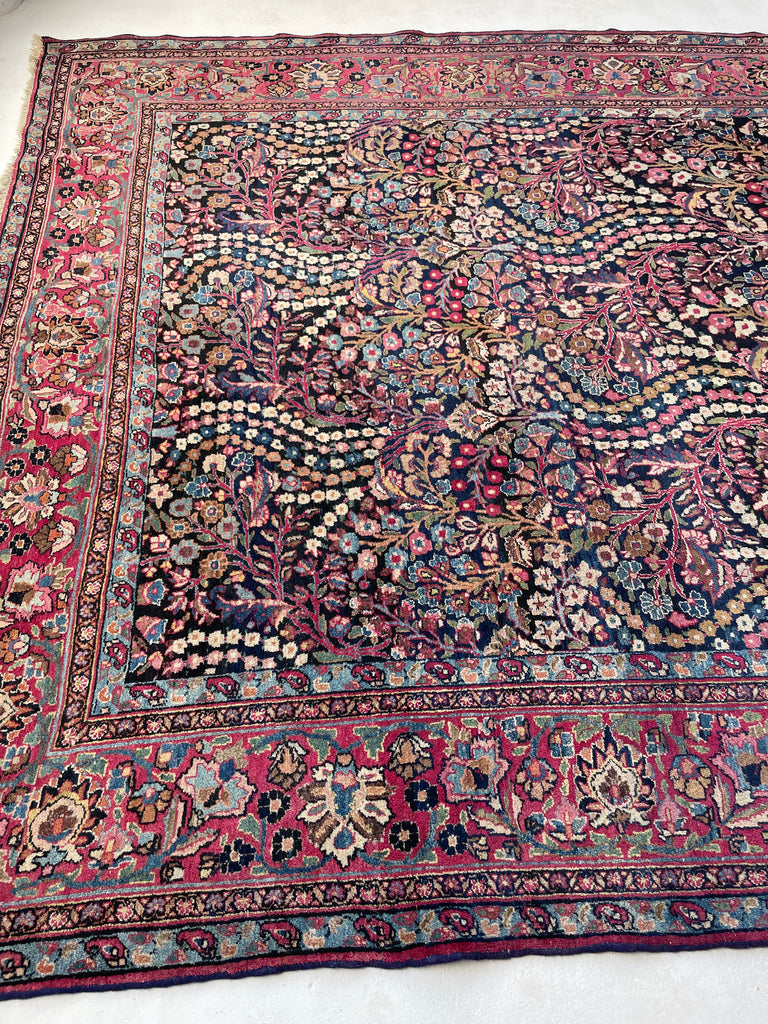 SOLD | BEYOND GORGEOUS MINT Antique Northeast Mashhad | Swaying Long Blooming Perennials in Unbelievable Color Palette | 8.3 x 12