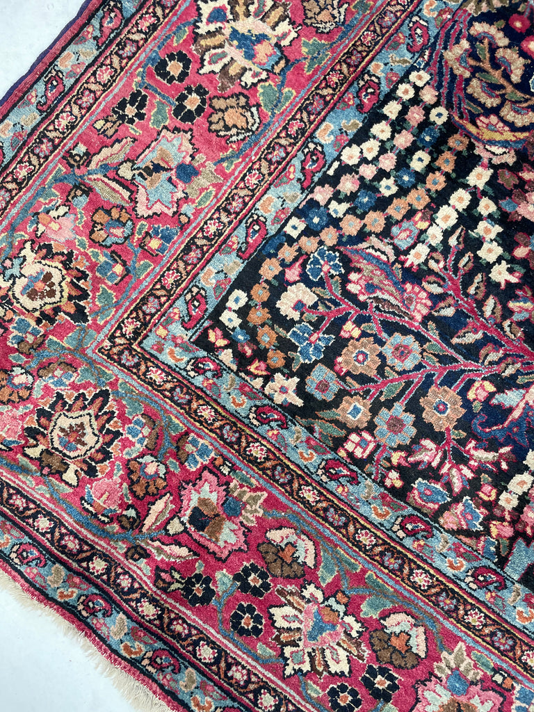 SOLD | BEYOND GORGEOUS MINT Antique Northeast Mashhad | Swaying Long Blooming Perennials in Unbelievable Color Palette | 8.3 x 12