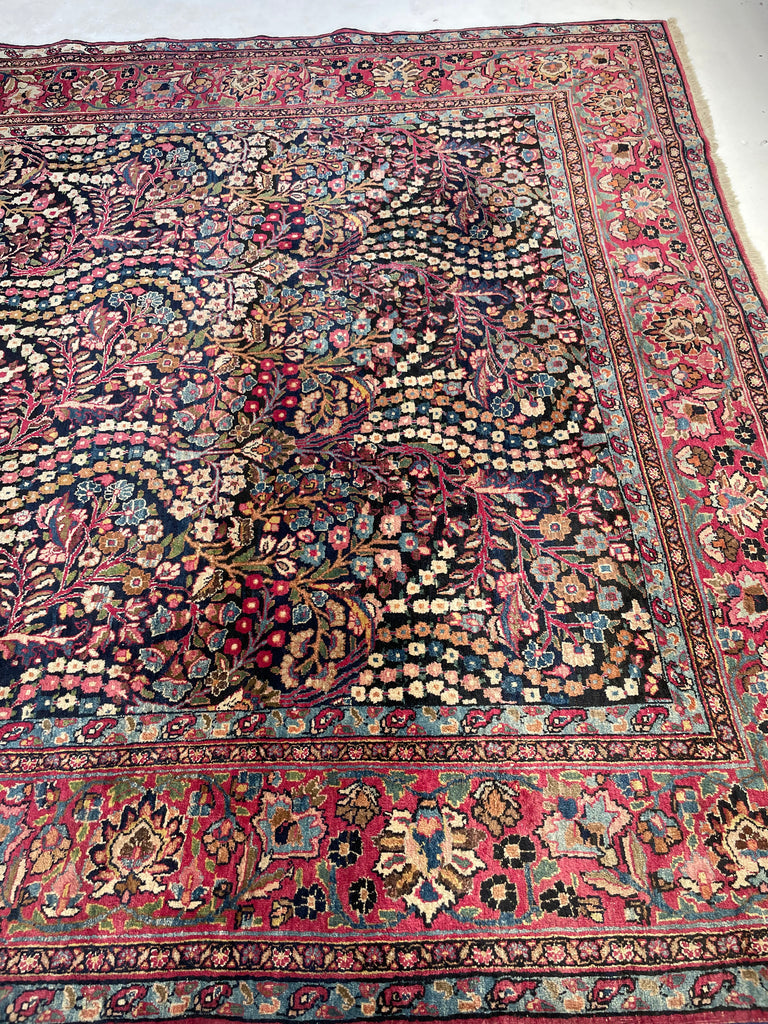 SOLD | BEYOND GORGEOUS MINT Antique Northeast Mashhad | Swaying Long Blooming Perennials in Unbelievable Color Palette | 8.3 x 12