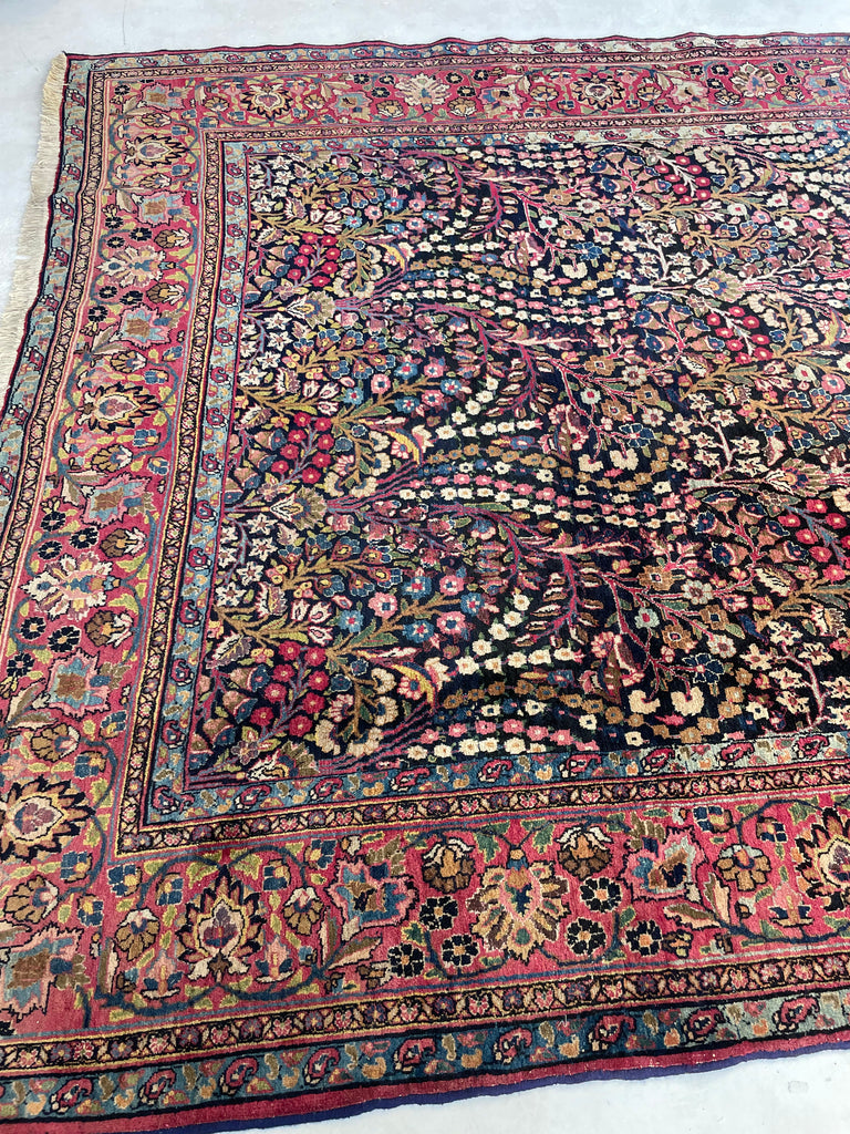SOLD | BEYOND GORGEOUS MINT Antique Northeast Mashhad | Swaying Long Blooming Perennials in Unbelievable Color Palette | 8.3 x 12