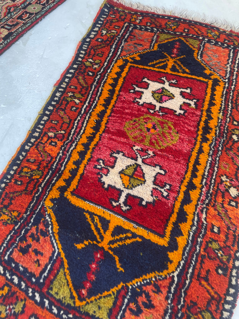 Colorful Bright Vintage Turkish Mat | 1.9 x 3