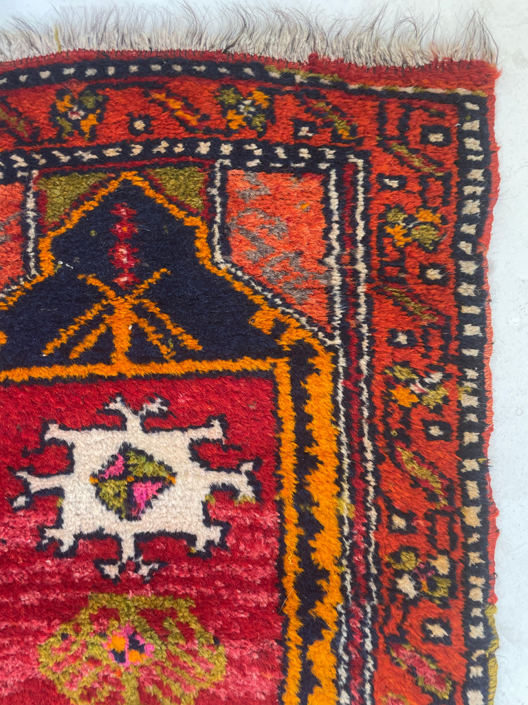 Colorful Bright Vintage Turkish Mat | 1.9 x 3