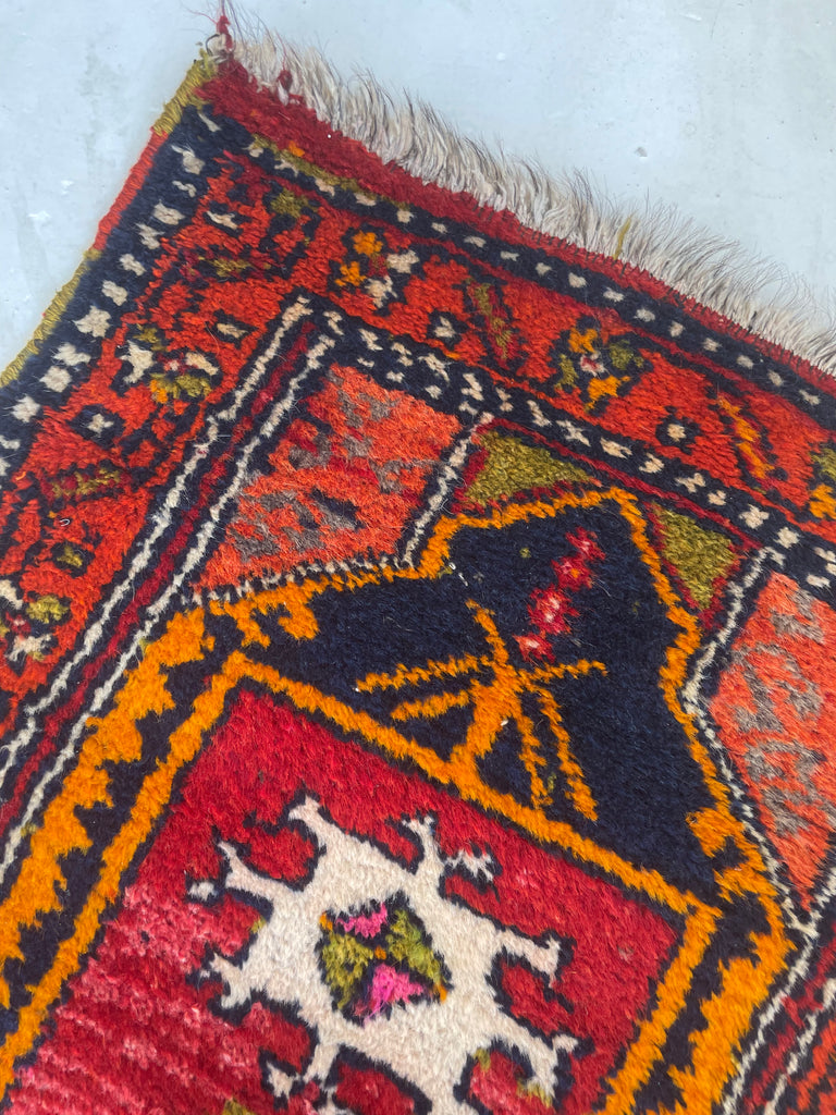 Colorful Bright Vintage Turkish Mat | 1.9 x 3