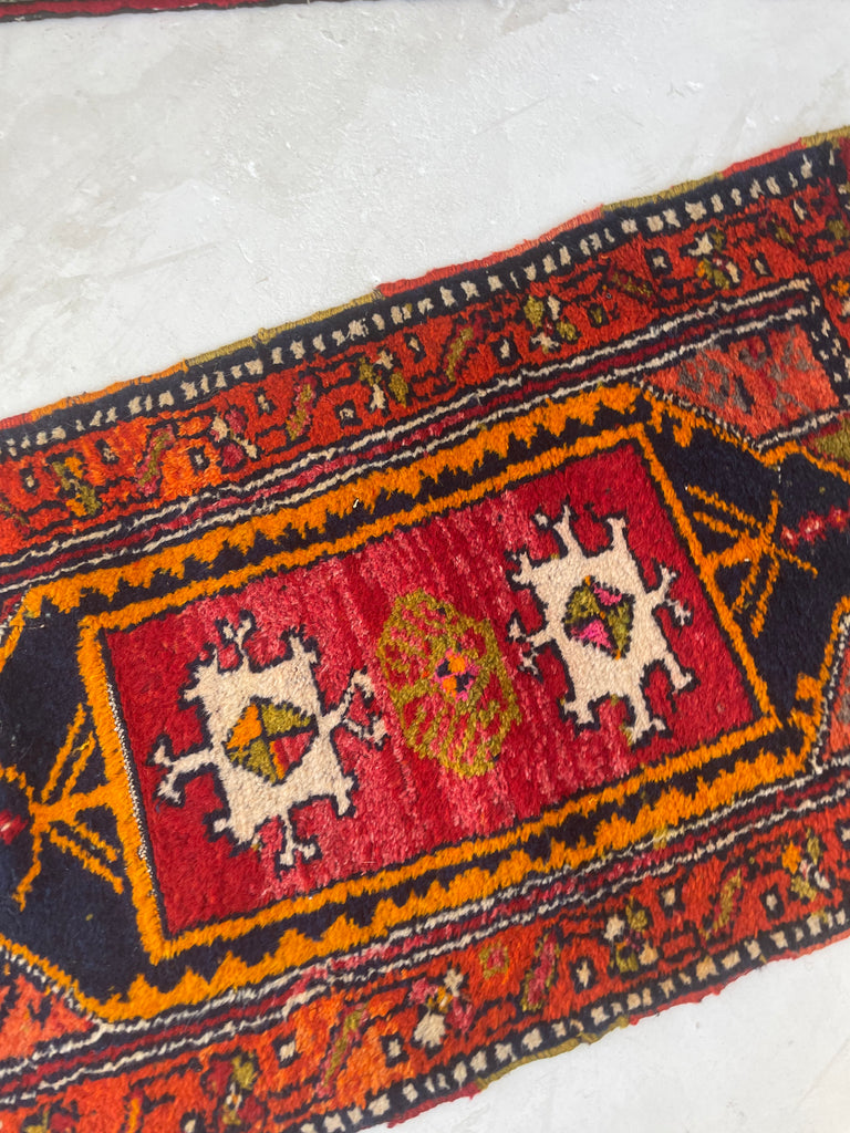 Colorful Bright Vintage Turkish Mat | 1.9 x 3