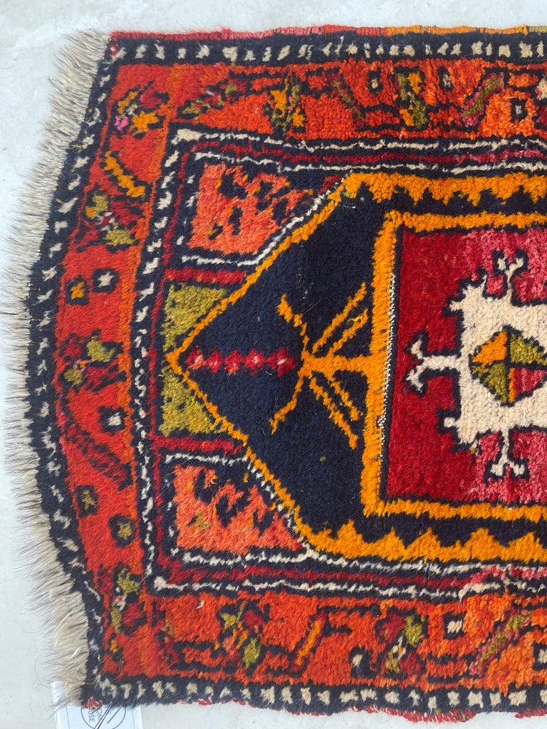 Colorful Bright Vintage Turkish Mat | 1.9 x 3