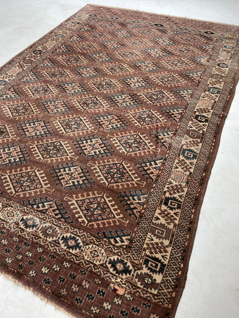 RESERVED FOR SHOOT*** VELVET-LIKE Antique Tekke | Soft Plum, Peacock Teal, Mocha, Espresso, Linen Beige | 7 x 10.4