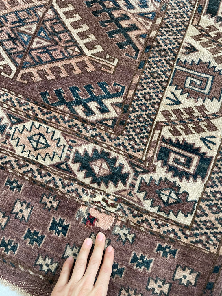 RESERVED FOR SHOOT*** VELVET-LIKE Antique Tekke | Soft Plum, Peacock Teal, Mocha, Espresso, Linen Beige | 7 x 10.4