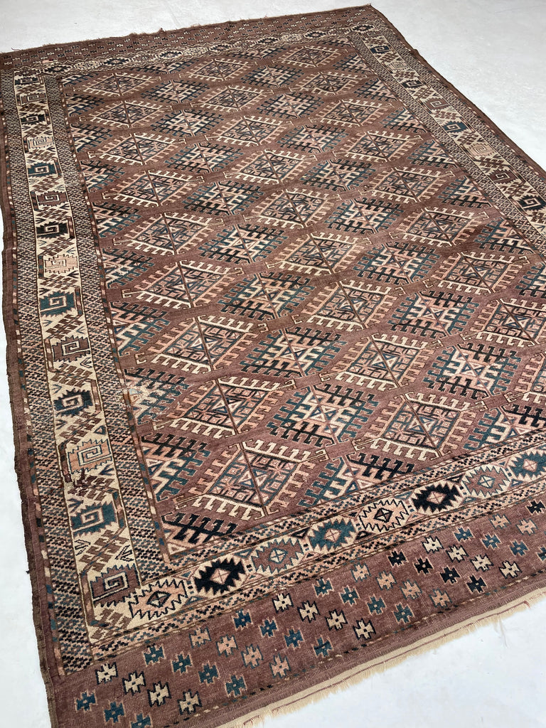 RESERVED FOR SHOOT*** VELVET-LIKE Antique Tekke | Soft Plum, Peacock Teal, Mocha, Espresso, Linen Beige | 7 x 10.4