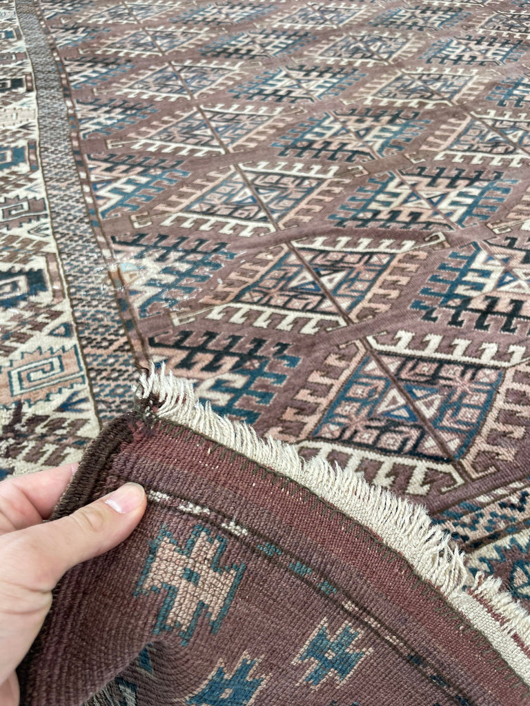 RESERVED FOR SHOOT*** VELVET-LIKE Antique Tekke | Soft Plum, Peacock Teal, Mocha, Espresso, Linen Beige | 7 x 10.4