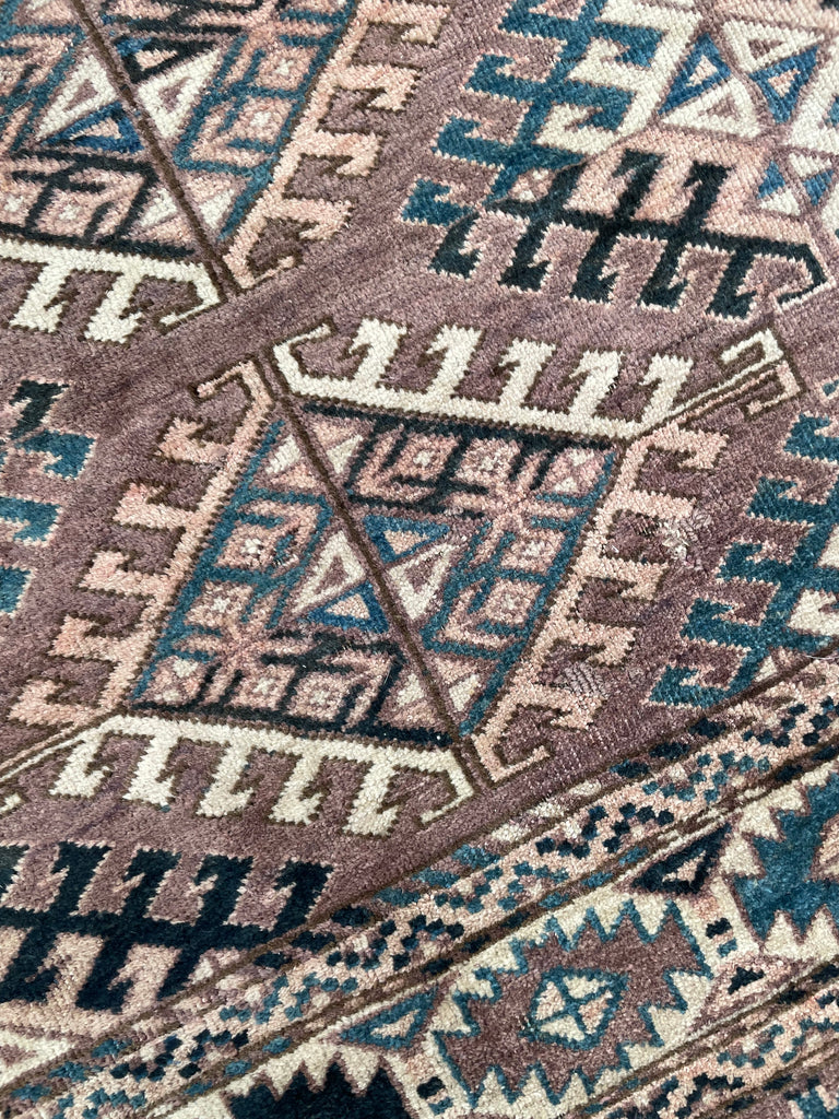 RESERVED FOR SHOOT*** VELVET-LIKE Antique Tekke | Soft Plum, Peacock Teal, Mocha, Espresso, Linen Beige | 7 x 10.4