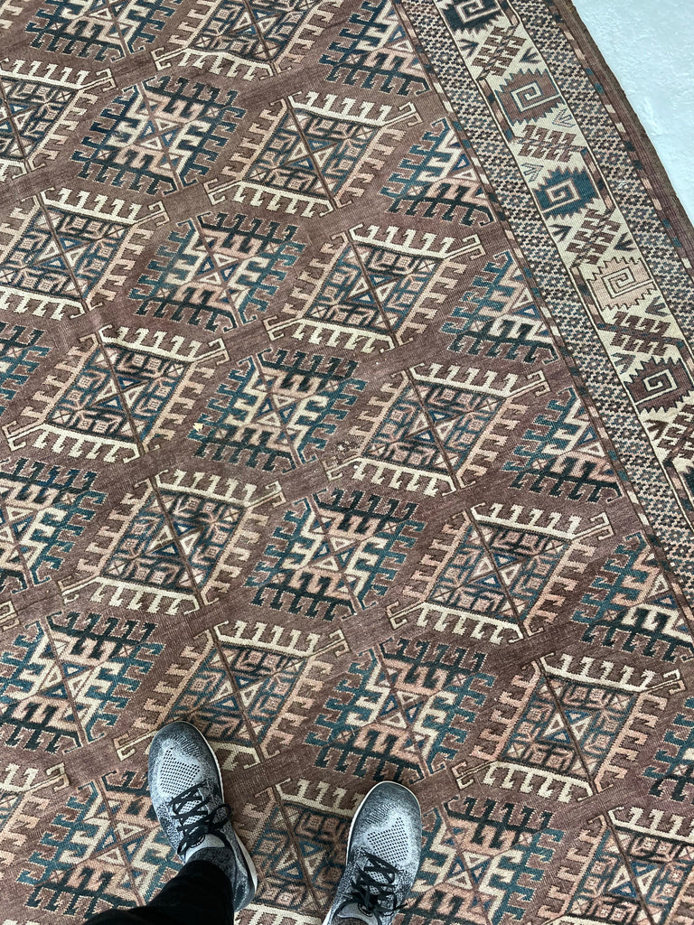 RESERVED FOR SHOOT*** VELVET-LIKE Antique Tekke | Soft Plum, Peacock Teal, Mocha, Espresso, Linen Beige | 7 x 10.4