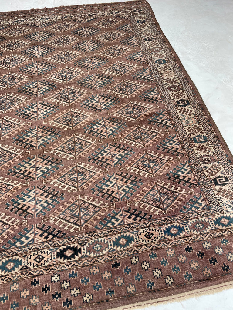 RESERVED FOR SHOOT*** VELVET-LIKE Antique Tekke | Soft Plum, Peacock Teal, Mocha, Espresso, Linen Beige | 7 x 10.4