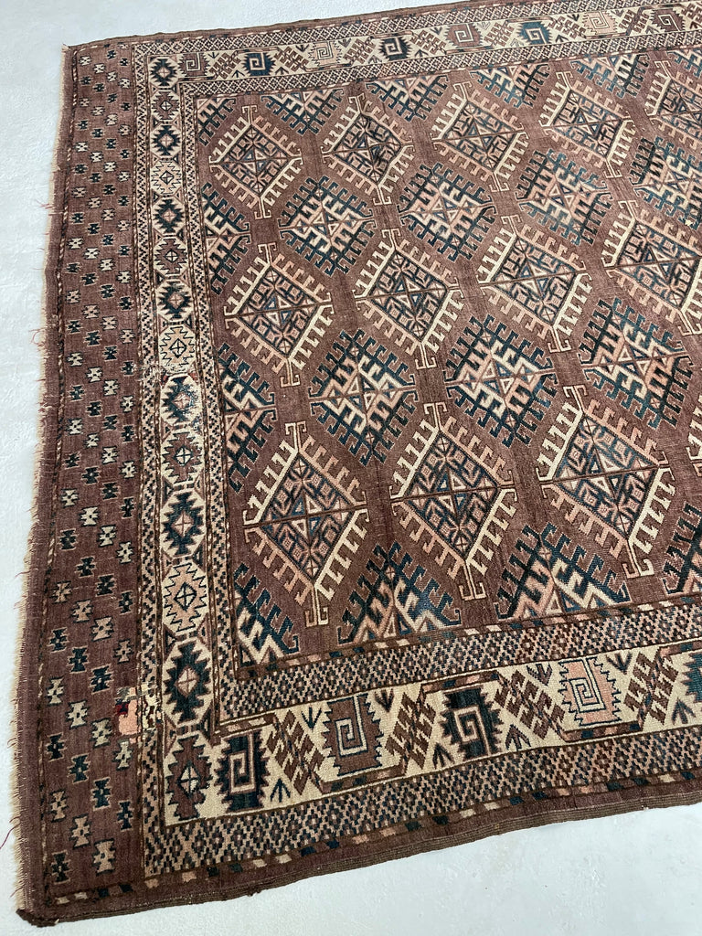 RESERVED FOR SHOOT*** VELVET-LIKE Antique Tekke | Soft Plum, Peacock Teal, Mocha, Espresso, Linen Beige | 7 x 10.4
