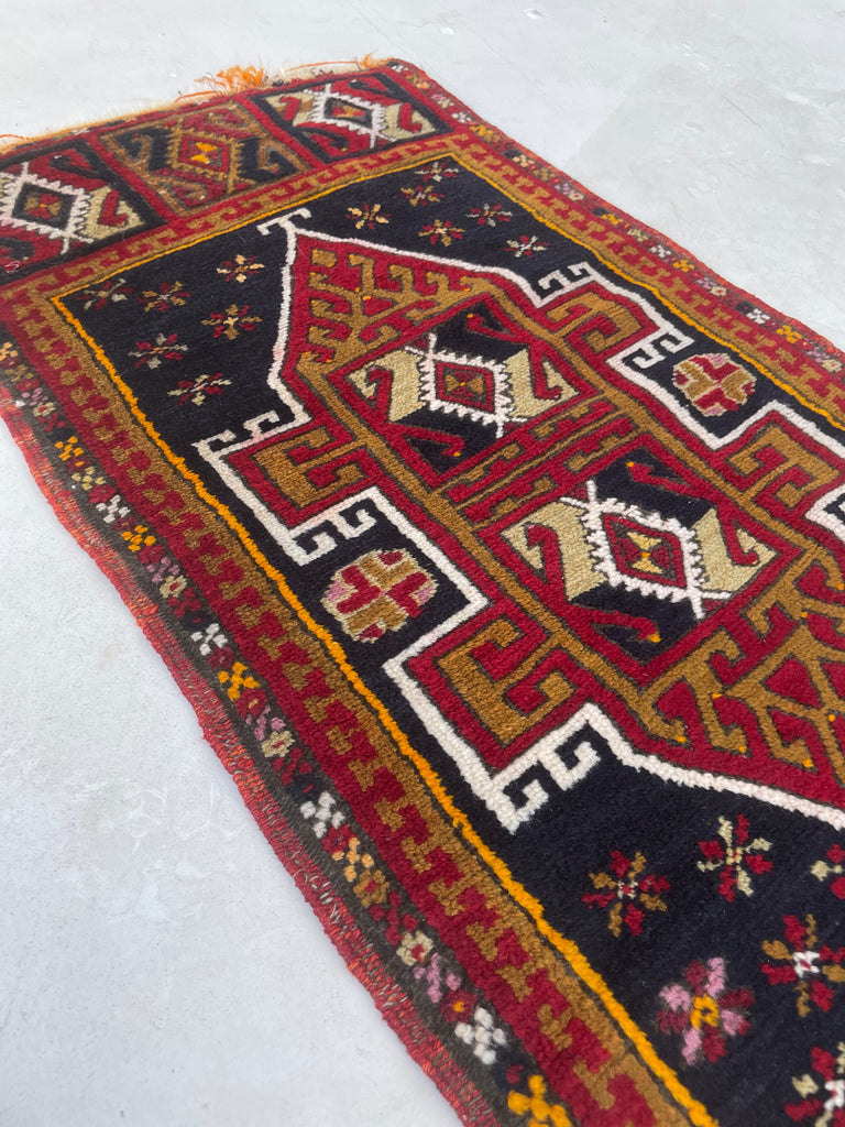 Funky Vintage Turkish with Rich Reds, Indigo, Chestnut & even Tangerine | 1.9 x 3.4