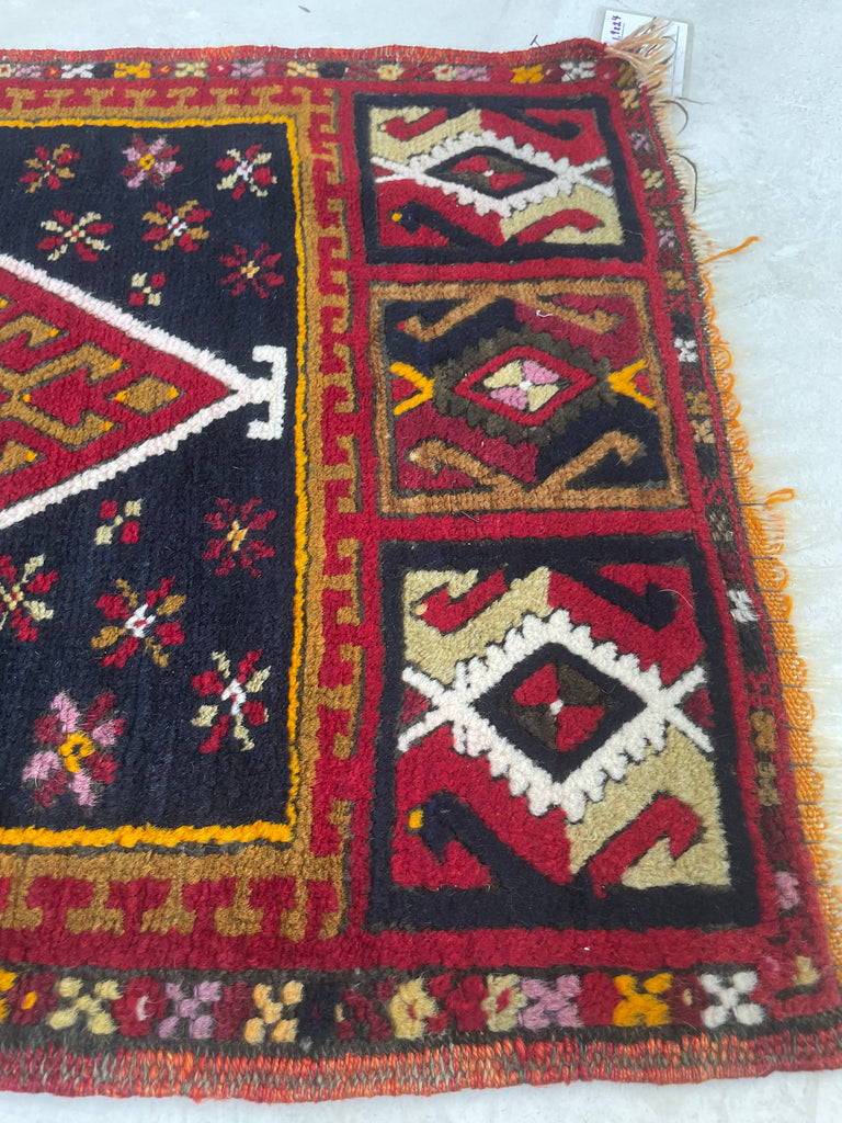 Funky Vintage Turkish with Rich Reds, Indigo, Chestnut & even Tangerine | 1.9 x 3.4