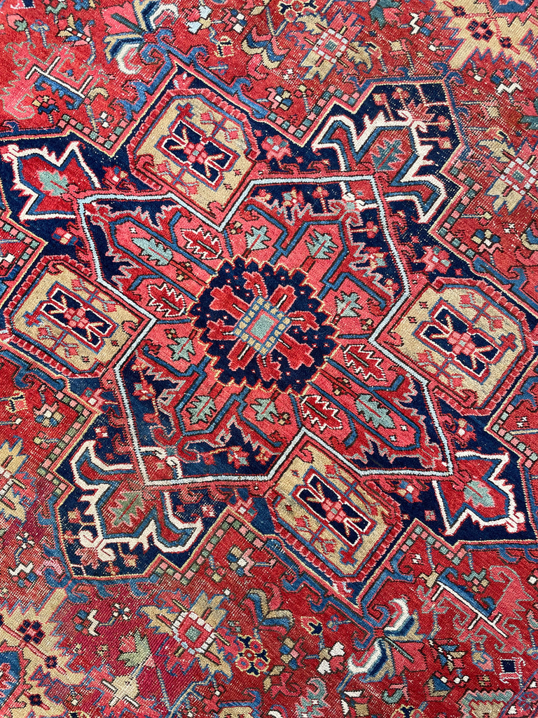 SOLD | JAW DROPPING Antique Rug with Ice to Denim Blue & Green/Teal Abrash - Stunning Crisp Design  | 8.3 x 11.5