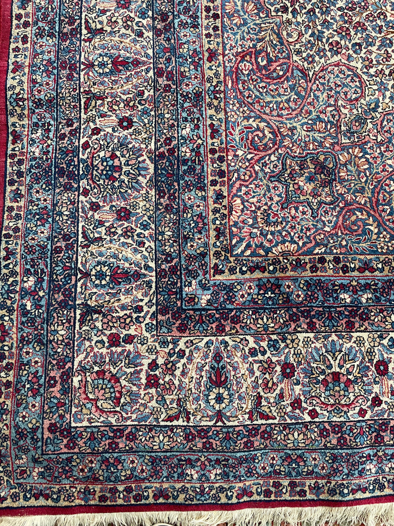 SOPHISTICATED Antique Kerman Rug | A Pastel Botanical BEAUTY | 8.10 x 12.8