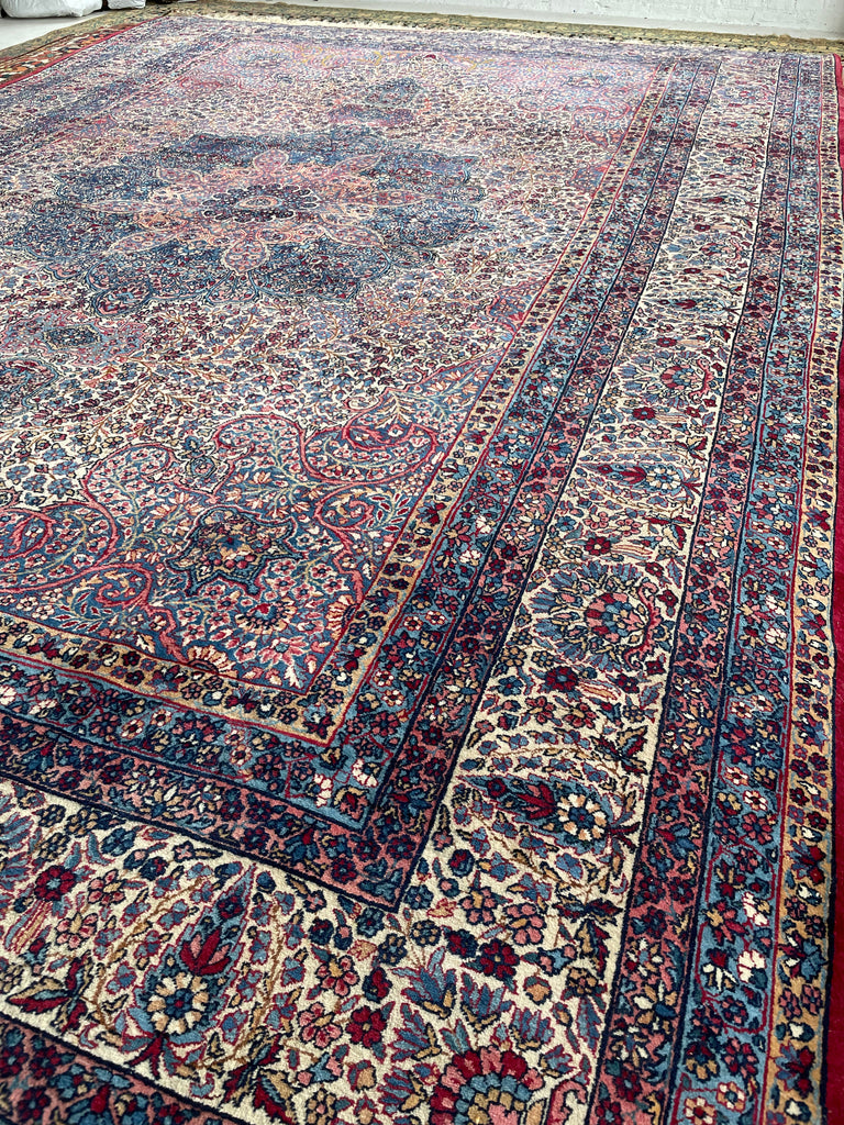 SOPHISTICATED Antique Kerman Rug | A Pastel Botanical BEAUTY | 8.10 x 12.8