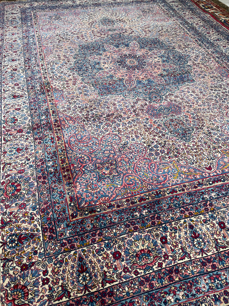 SOPHISTICATED Antique Kerman Rug | A Pastel Botanical BEAUTY | 8.10 x 12.8