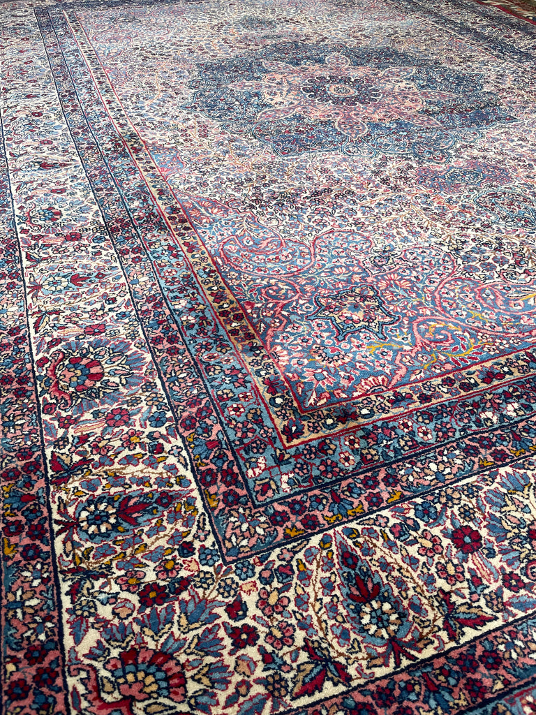 SOPHISTICATED Antique Kerman Rug | A Pastel Botanical BEAUTY | 8.10 x 12.8