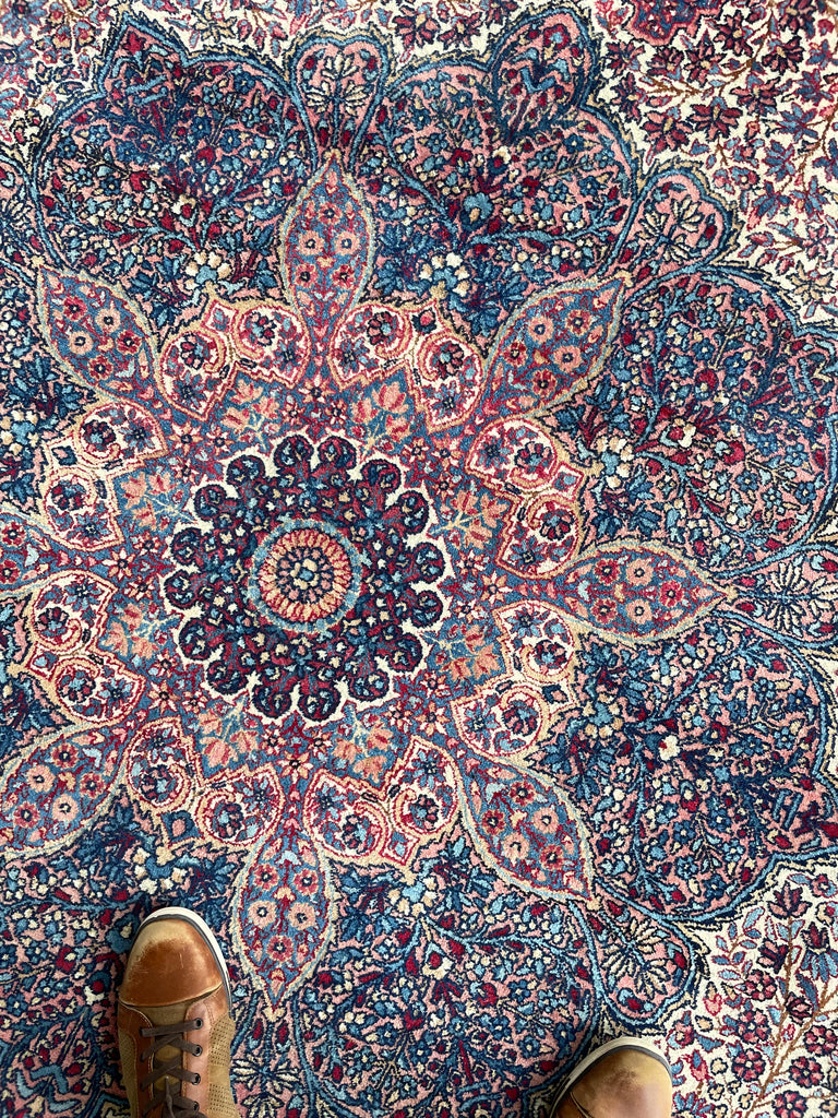 SOPHISTICATED Antique Kerman Rug | A Pastel Botanical BEAUTY | 8.10 x 12.8