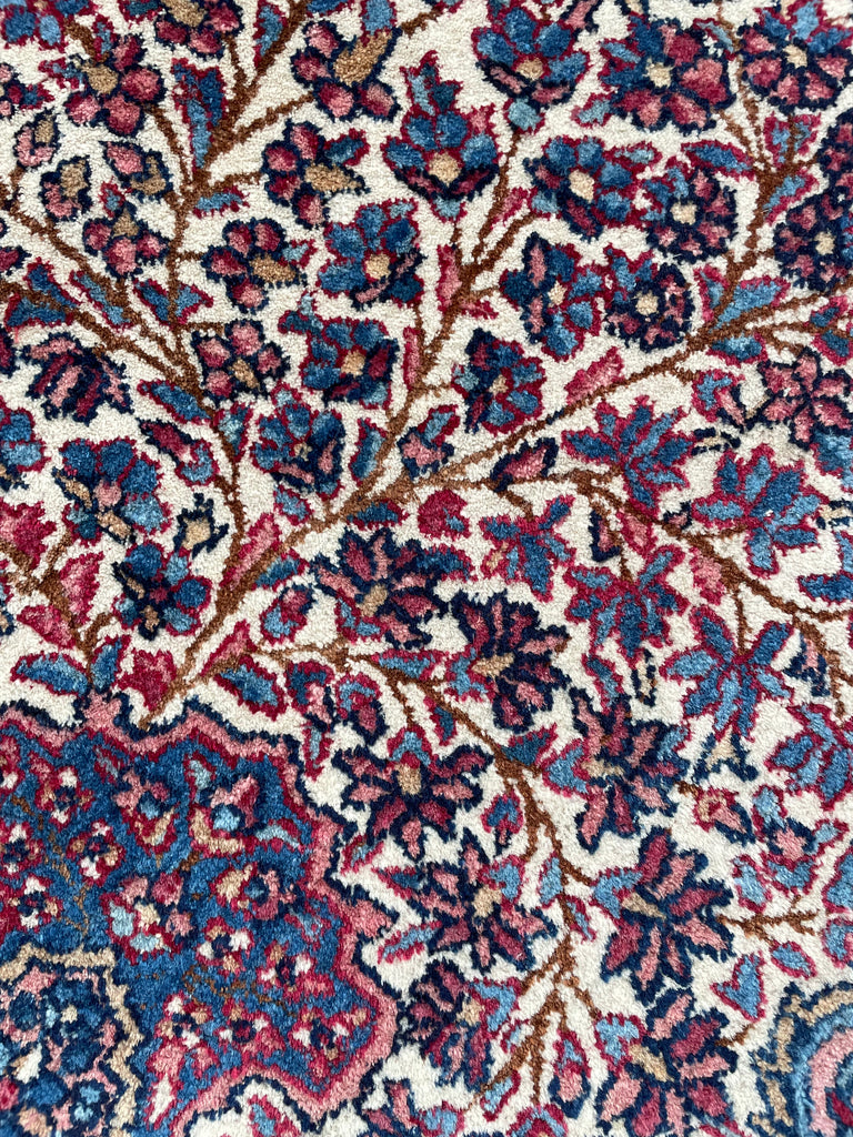 SOPHISTICATED Antique Kerman Rug | A Pastel Botanical BEAUTY | 8.10 x 12.8