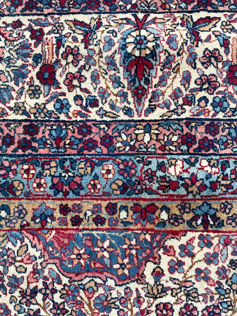 SOPHISTICATED Antique Kerman Rug | A Pastel Botanical BEAUTY | 8.10 x 12.8