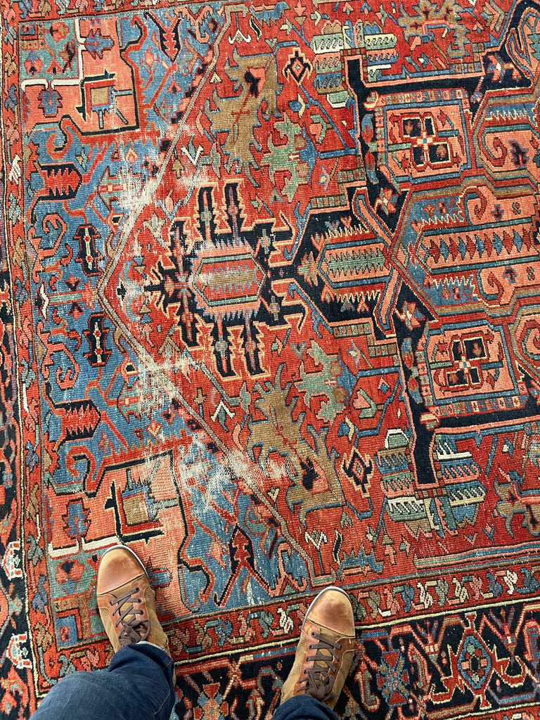 C. 1910-20's Collector's HEART-WRENCHINGLY BEAUTIFUL Two-Toned Antique KARAJA Rug | 7 x 10