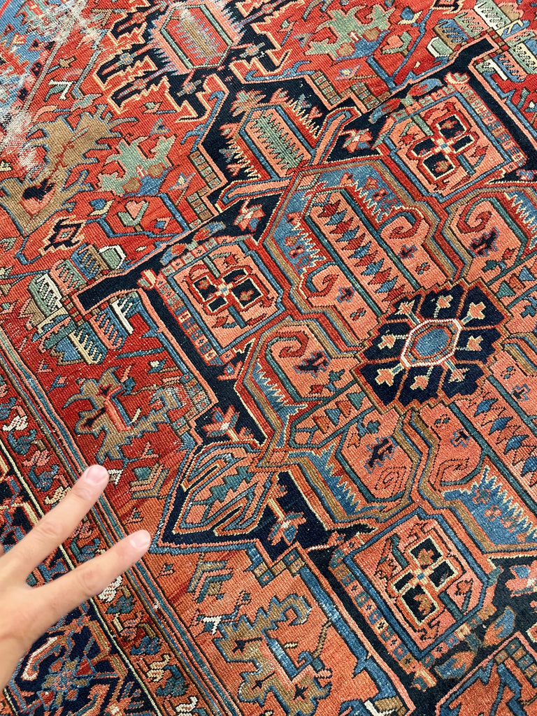 C. 1910-20's Collector's HEART-WRENCHINGLY BEAUTIFUL Two-Toned Antique KARAJA Rug | 7 x 10