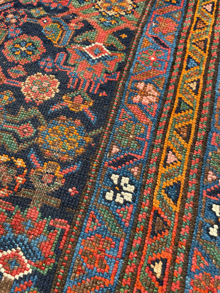 COLORFUL Antique Kurdish Runner | Saffron, Green, Punch, Blue, & Beyond | 3.7 x 17