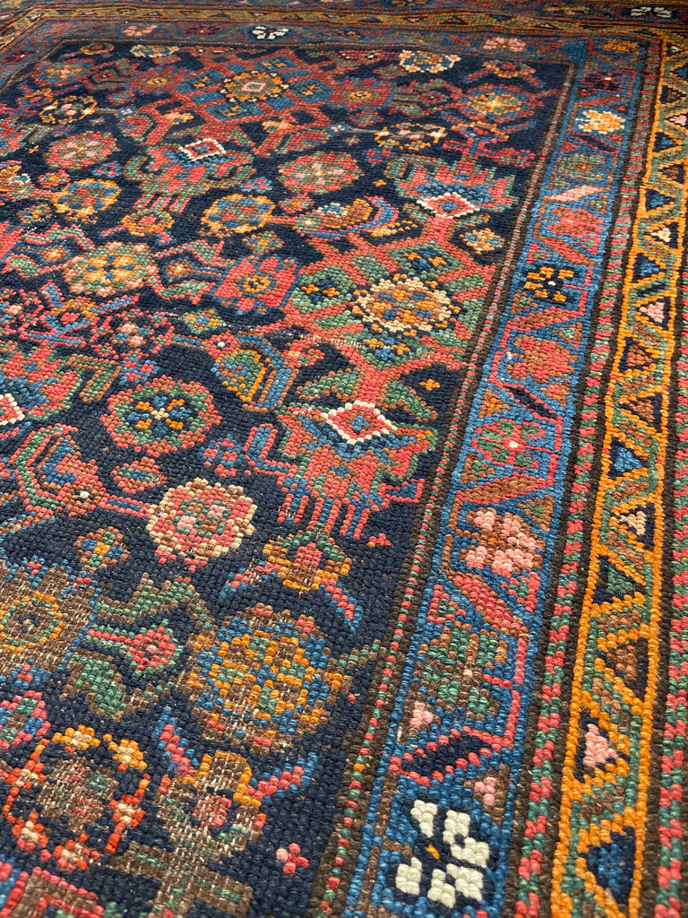 COLORFUL Antique Kurdish Runner | Saffron, Green, Punch, Blue, & Beyond | 3.7 x 17